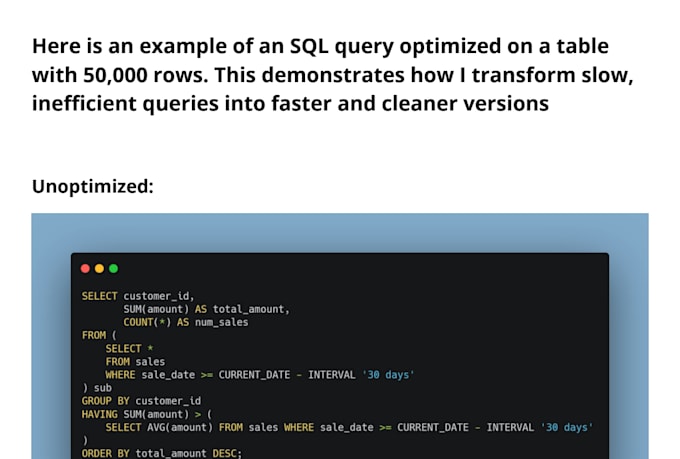 optimize your sql query